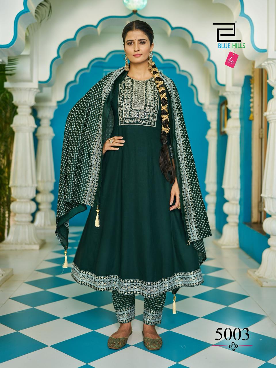 Jailer Vol 5 By Blue Hills Rayon Anarkali Kurti With Bottom Dupatta Wholesale Price In Surat
